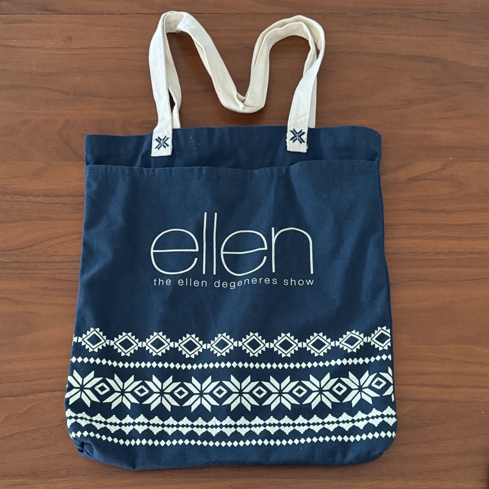 Ellen Blue and Cream Patterned Tote